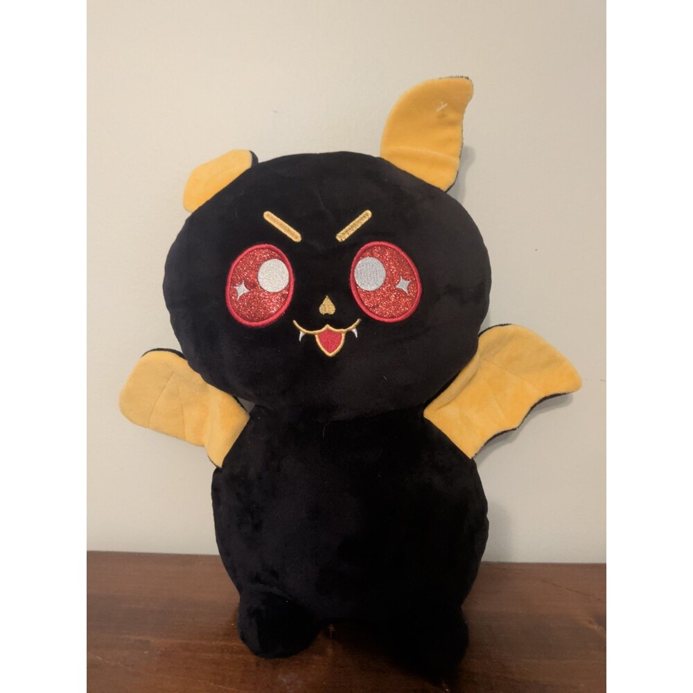 Novelty Halloween Zany Bat Plush Black Yellow Wings Red Sparkle Eye